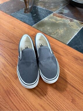 Vans Gray Canvas Slip-On Sneakers with White Soles